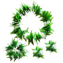 Green Hawaiian Wreath Artificial Leaf Garland Necklace Bracelet Fancy Dress Wedding Party Hawaii Beach Stage Costume
