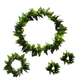 Green Hawaiian Wreath Artificial Leaf Garland Necklace Bracelet Fancy Dress Wedding Party Hawaii Beach Stage Costume