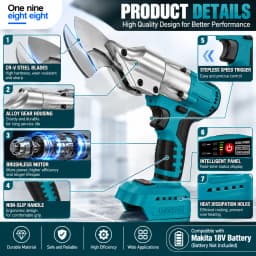 Brushless Cordless Electric Metal Shears 1600RPM 2mm Sheet Metal Cutter for Steel Aluminum Roofing Compatible with Makita 18V Ba