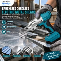Brushless Cordless Electric Metal Shears 1600RPM 2mm Sheet Metal Cutter for Steel Aluminum Roofing Compatible with Makita 18V Ba