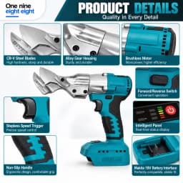 Brushless Cordless Electric Metal Shears 1600RPM 2mm Sheet Metal Cutter for Steel Aluminum Roofing Compatible with Makita 18V Ba