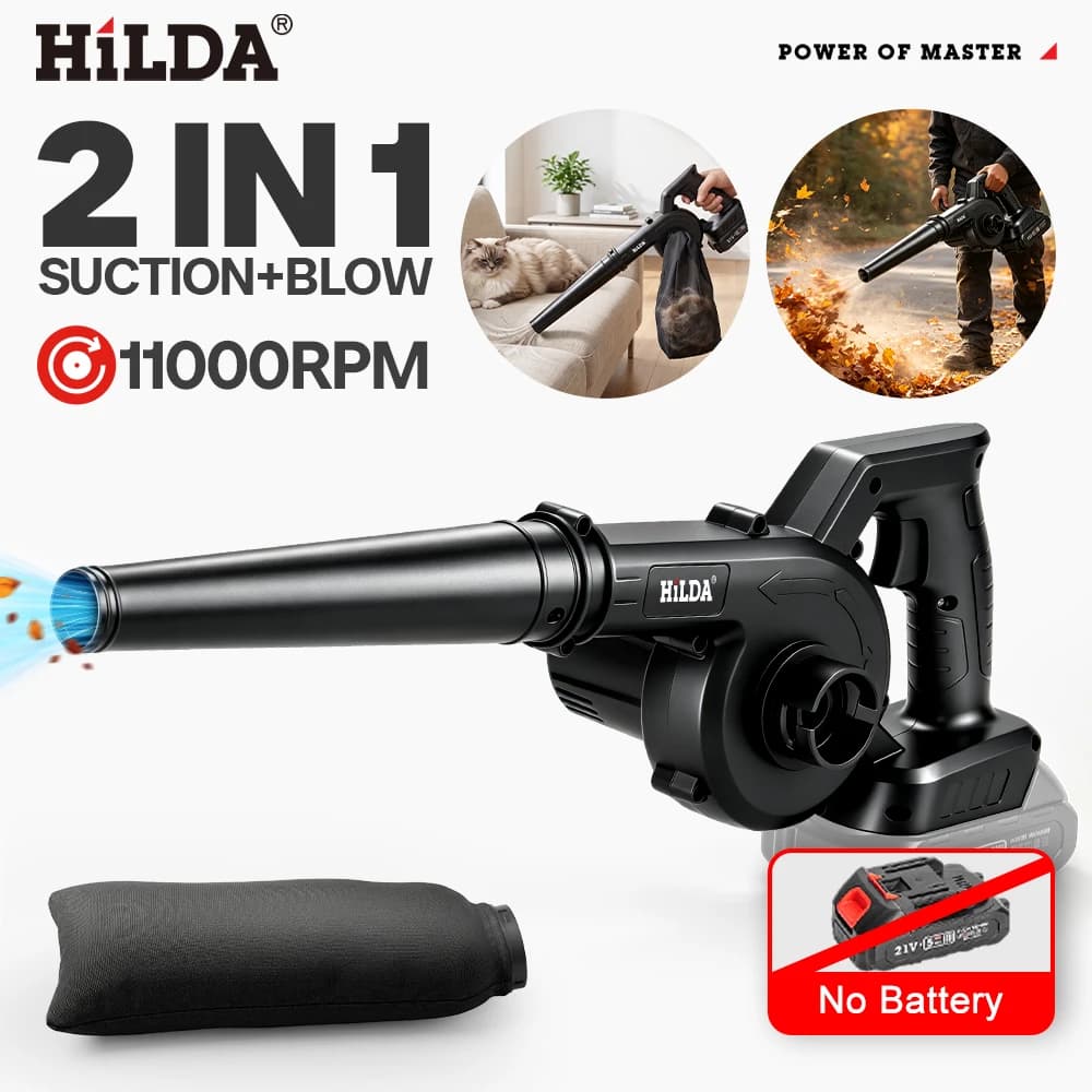 HILDA 21V Wireless Air Blower Vacuum 2-in-1 Wash Blow Dual Function Portable Electric Dust Blower Cleaner For Dust Removal