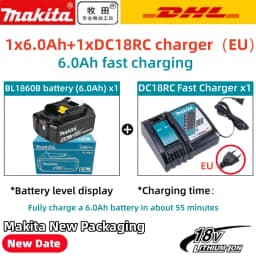 100% Genuine Makita 6Ah for Makita 18V Battery BL1860B BL1840 BL1830B BL1850B BL1850 BL1860 BL1815 Replacement Lithium Battery