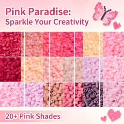 2.6mm Bulk Pink Color Series Perler Beads Refill Pack - 1000/5000pcs Fusible DIY Art Craft Fuse Beads for Mosaic Puzzle Kits