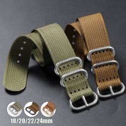 Watch Strap Nylon Silver Black Gold Ring Buckle 18mm 20mm 22mm 24mm Man Women for Seiko Ribbed Braid Replace Watch Accessories