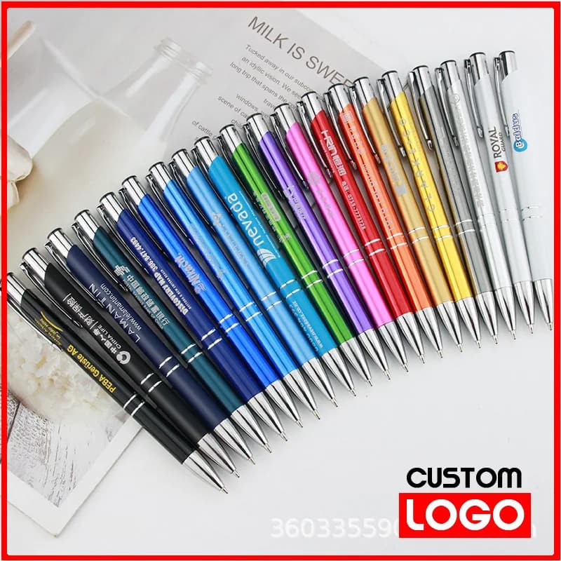 20-200pcs Wholesale Metal Pen Personalized with Your Company Logo PenAdvertising Pen Free Logo Printing Free Design Service