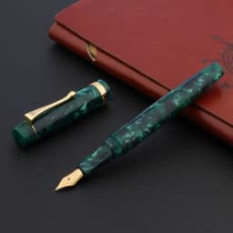 Luxury Acrylic Fountain Pen With Golden Green Calligraphy F Nib School Ink Color Office Writing Supplies