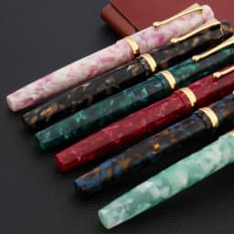 Luxury Acrylic Fountain Pen With Golden Green Calligraphy F Nib School Ink Color Office Writing Supplies