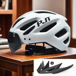PJT New LED Bike Helmet With Sun Goggle Visor Rechargeable LED Men Bicycle Helmet Sunglasses Shield Road MTB Cycling Helmets