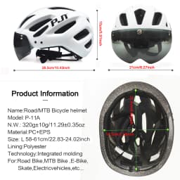 PJT New LED Bike Helmet With Sun Goggle Visor Rechargeable LED Men Bicycle Helmet Sunglasses Shield Road MTB Cycling Helmets