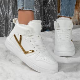 Winter Fur Skateboard Shoes Women Fashion Pink Warm High Top Sneakers Woman Trainers Outdoor Comfy Velvet Women's Sports Shoes