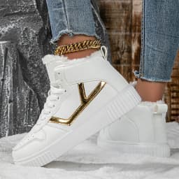 Winter Fur Skateboard Shoes Women Fashion Pink Warm High Top Sneakers Woman Trainers Outdoor Comfy Velvet Women's Sports Shoes