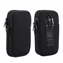 Neoprene Dual Pouch 2 Phone Belt Clip Case Holder For iPhone 16 15 13 Pro Max Samsug S25 S24 S23 Xiaomi Redmi Man Tool Waist Bag