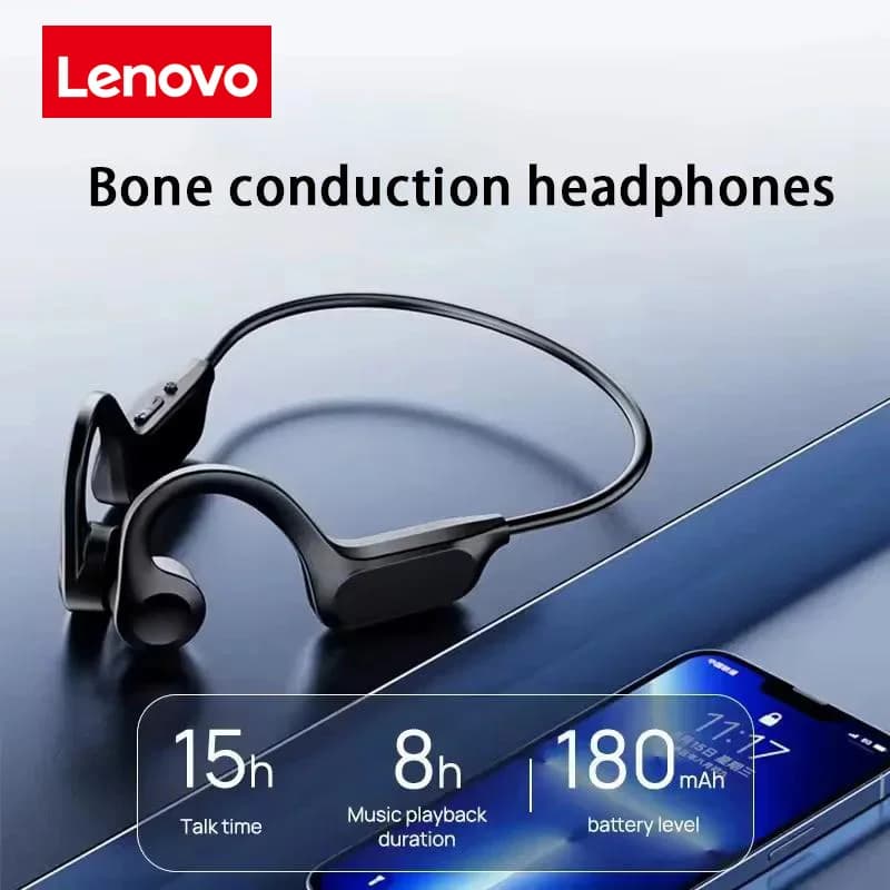 Original Lenovo True Bone Conduction Headset IPX8 Bluetooth 5.3 Wireless Headphone with Microphone Waterproof Exercise Fitness