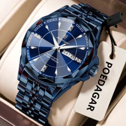 POEDAGAR Luxury Fashion Man Clock Top Business Waterproof Luminous Date Week Men's Watches Quartz Stainless Steel Men Wristwatch