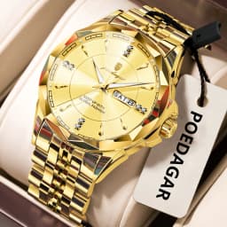 POEDAGAR Luxury Fashion Man Clock Top Business Waterproof Luminous Date Week Men's Watches Quartz Stainless Steel Men Wristwatch