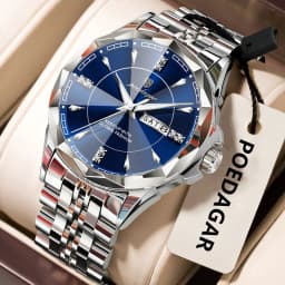 POEDAGAR Luxury Fashion Man Clock Top Business Waterproof Luminous Date Week Men's Watches Quartz Stainless Steel Men Wristwatch