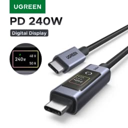 UGREEN PD240W USB-C to USB-C Cable with TFT Smart Display Nylon braided Aluminum 480Mbps for iPhone MacBook Galaxy Pixel XPS