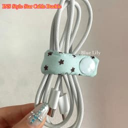 INS Style Star Cable Buckle - Cute Fabric Data Wire Organizer for Portable Headphone & Charging Cable Storage