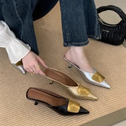 Women Slippers Designer Sandals Summer 2026 New Slides Non-slip Metallic Color Fashion Footwear Brand Pointed Toe Mules Ladies