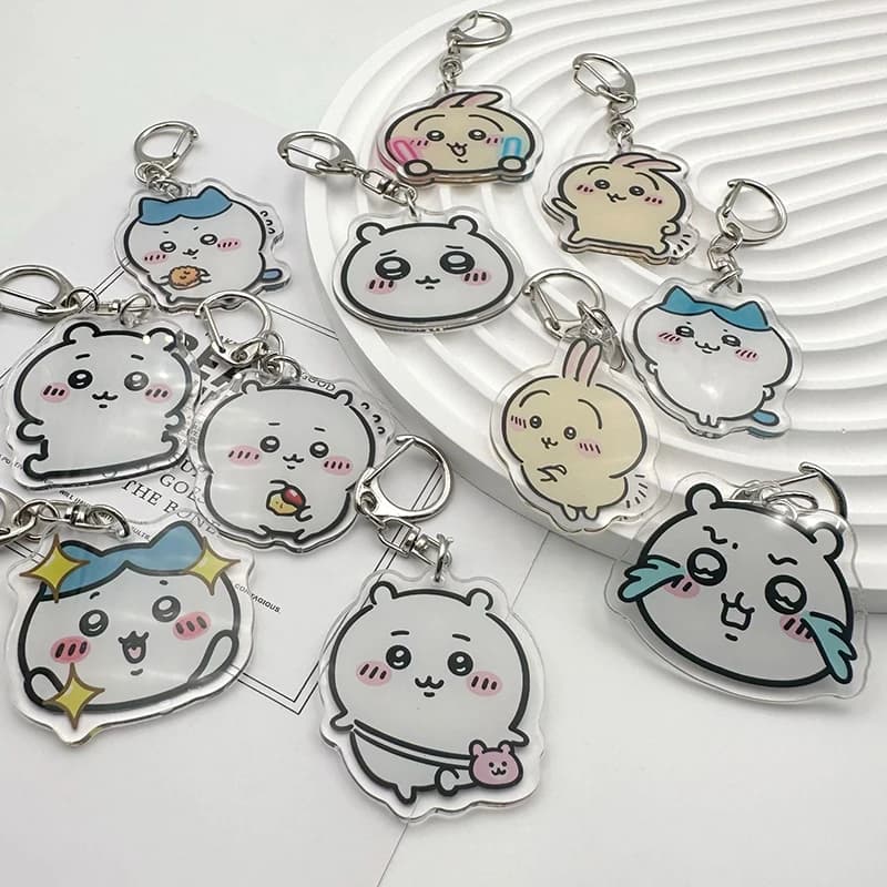 Acrylic Cartoon Keychains Cute Usagi Hachiware Figure Anime Keyring Backpack Pendant Decoration Keychain Accessories Key Chains
