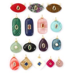 1 Piece Brass Charms Natural Stone 18K Gold Plated Geometric Cubic Zirconia Round Rhombus Shape Pendant DIY Necklace Making