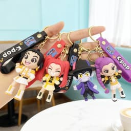 Hot Anime Kpop Idol Keychain Kawaii PVC Toys Keychains Rumi Zoey Mira Backpack Charm Couple Keyrings Birthday Gift For Girls