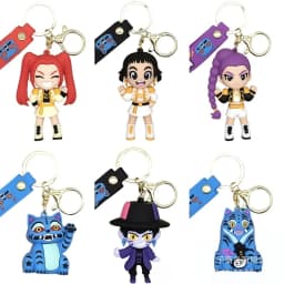 Hot Anime Kpop Idol Keychain Kawaii PVC Toys Keychains Rumi Zoey Mira Backpack Charm Couple Keyrings Birthday Gift For Girls