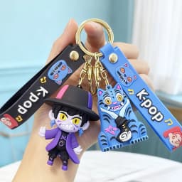 Hot Anime Kpop Idol Keychain Kawaii PVC Toys Keychains Rumi Zoey Mira Backpack Charm Couple Keyrings Birthday Gift For Girls