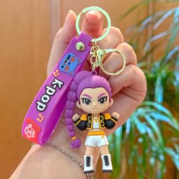 Hot Anime Kpop Idol Keychain Kawaii PVC Toys Keychains Rumi Zoey Mira Backpack Charm Couple Keyrings Birthday Gift For Girls