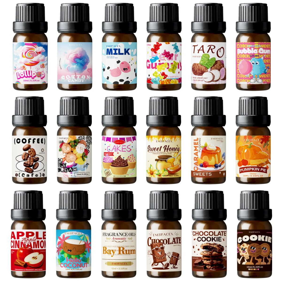 24 Type Delicious Fragrance Oils Gourmet Fragrance Oils Long-Lasting For Diffusers/Candles Making Warm Scent Gifts For Women