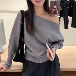 Knitted Sweater Women Pullovers New Long Sleeve Slash Neck Black Knit Sweater Pullover Women Tops Sweaters Women Clothing Q1476