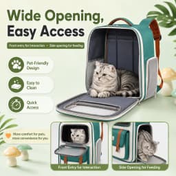 Moorpet Transparent Cat Backpack, All‑Season Breathable Pet Carrier, Portable Dual‑Use Shoulder & Hand Bag for Cats & Small Dogs