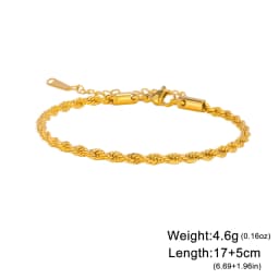 Skyrim 3MM Twisted Chain Bracelet Stainless Steel Gold Color Adjustable Bracelets Women Men Couple Jewelry Valentine's Day Gift
