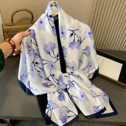 100% Natural Silk Scarf Women Luxury Brand Digital Print Flowers Silk Pashmina Shawl Female Long Bandana Foulard 2020 Oversize