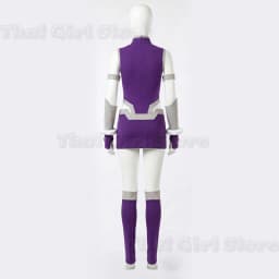 Halloween Koriand'r Cosplay Costumes Starfire Adult Women Purple Battle Bodysuit Fantasy Outfits Carnival Role Play Party Suit