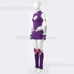 Halloween Koriand'r Cosplay Costumes Starfire Adult Women Purple Battle Bodysuit Fantasy Outfits Carnival Role Play Party Suit