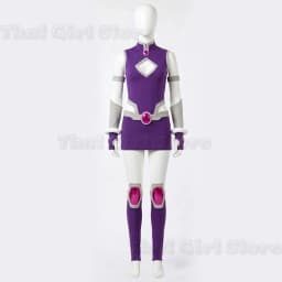 Halloween Koriand'r Cosplay Costumes Starfire Adult Women Purple Battle Bodysuit Fantasy Outfits Carnival Role Play Party Suit