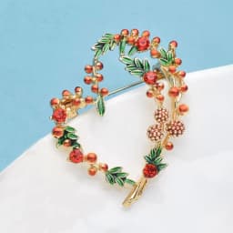 Wuli&baby Beautiful Fruits Heart Brooches For Women Unisex 2-color Enamel French Style Love Party Office Brooch Pins Gifts