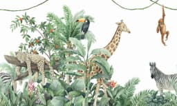 Custom Cartoon Animal Jungle Wallpaper Mural for Kindergarten Children's room Tiger Elephant Giraffe Background wallpaper