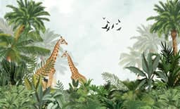 Custom Cartoon Animal Jungle Wallpaper Mural for Kindergarten Children's room Tiger Elephant Giraffe Background wallpaper
