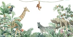 Custom Cartoon Animal Jungle Wallpaper Mural for Kindergarten Children's room Tiger Elephant Giraffe Background wallpaper
