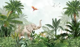 Custom Cartoon Animal Jungle Wallpaper Mural for Kindergarten Children's room Tiger Elephant Giraffe Background wallpaper