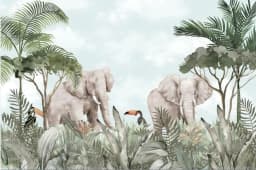 Custom Cartoon Animal Jungle Wallpaper Mural for Kindergarten Children's room Tiger Elephant Giraffe Background wallpaper