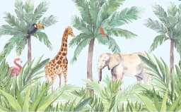 Custom Cartoon Animal Jungle Wallpaper Mural for Kindergarten Children's room Tiger Elephant Giraffe Background wallpaper