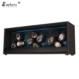 Embers Automatic Watch Winder 4/8/12 Slots Black Wood Grain Design with RGB Light for Rolex Patek Philippe Tissot - Watch Storag