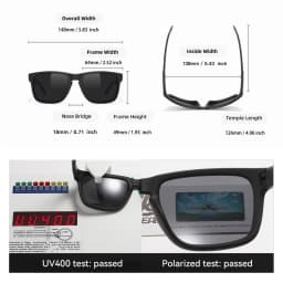 KDEAM Classic Fishing Polarized Sunglasses Large Size 148mm Overall Width Photochromic Sun Glasses For Driving Jogging Riding