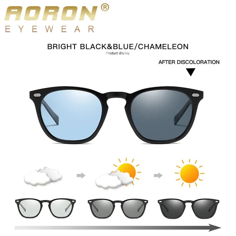 AORON Polarized Photochromic Sunglasses Men /Women Classic Round Sun Glasses TR Frame Aluminum Magnesium Leg