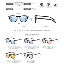 AORON Polarized Photochromic Sunglasses Men /Women Classic Round Sun Glasses TR Frame Aluminum Magnesium Leg