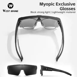 WEST BIKING Large Frame Cycling Polarized Glasses Bike Photochromic Outdoor Sunglasses Fit Over Myopic Goggles Bicycle Accessory